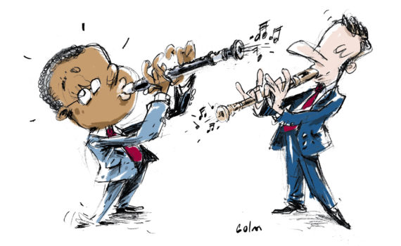 Macron-Ndiaye jouant du pipeau